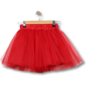Modan Güzel Kız Çocuk Tüllü Tütü Etek Kırmızı
