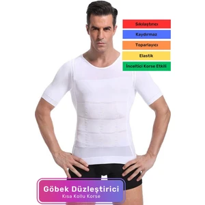 Erkek Bel Göğüs Dik Duruş Jinekomasti Toparlayıcı Extra Göbek Kısa Kol Korse Atlet