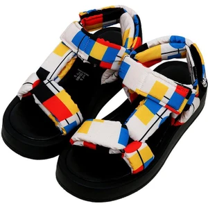 Kadın Vegan Deri Çok Renkli Kalın Taban Sandalet - Bauhaus Birdie Tasarım