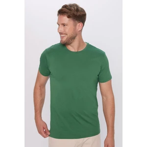 Unisex Slim Fit Dar Kesim %100 Pamuk Yumuşak Dokulu Yeşil Bisiklet Yaka Tişört