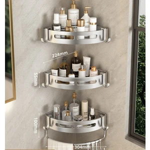 Comfy Haven 3 Katlı Alüminyum Alaşımlı Üçgen Banyo Rafı Vida Gerektirmeyen Montaj (Yurt Dışından)