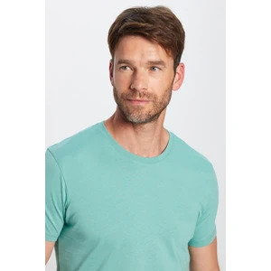 Unisex Slim Fit Dar Kesim %100 Pamuk Yumuşak Dokulu Yeşil Bisiklet Yaka Tişört