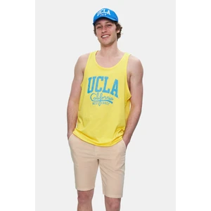 Pebble Açık Sarı Sıfır Kol Oversize Baskılı Oversize Erkek Tshirt