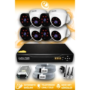 8 Kameralı Uzay 4 Iç Kamera Set Hdd'siz Full Hd Gece Görüşlü Güvenlik Kamerası Sistemi