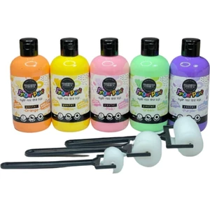 5'li Pastel Mammacomica Yıkanabilir Parmak Boyası-5* 250ML- 3'lü Sünger Roller