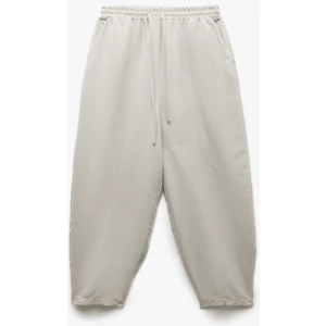 Modal Kumaş Beli Lastikli Bağlamalı Cepli Balon Fit Pantolon