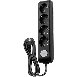 | Dörtlü Grup Priz, Anahtarlı Topraklı - Çocuk Korumalı Çoğaltıcı Priz , 4'lü, 5 M, Siyah