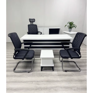 Özmen Ofis Mobilya Esko Ofis Takımı - Sandalyeler Dahil ( Beyaz Renk)