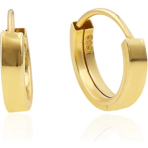 Altın Kesesi 14 Ayar Altın Mini Boy Düz Halka Küpe 1 cm Gizli Kilitli