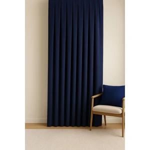 Barcelona Kadife Dokulu Fon Perde Lacivert (Pilesiz)