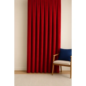 Barcelona Kadife Dokulu Fon Perde Kırmızı (Pilesiz)
