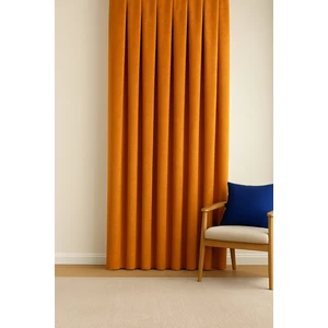 Barcelona Kadife Dokulu Fon Perde Turuncu (Pilesiz)