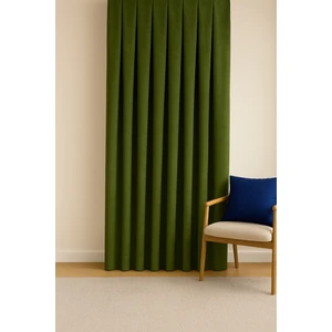 Barcelona Kadife Dokulu Fon Perde Haki (Pilesiz)