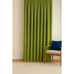 Barcelona Kadife Dokulu Fon Perde Yaprak Yeşili (Pilesiz)
