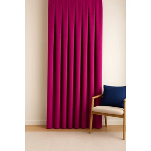 Barcelona Kadife Dokulu Fon Perde Fuşya (Pilesiz)