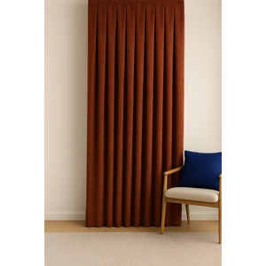 Barcelona Kadife Dokulu Fon Perde Kiremit (Pilesiz)