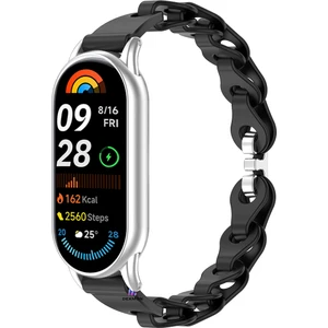 Xiaomi Mi Band 8 Mi Band 9 Uyumlu Örgü Silikon Kordon Bileklik Metal Pimli