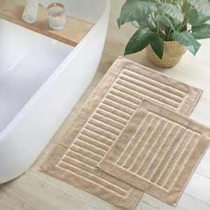 Bonny Home Line Köşeli Vizon 2'li %100 Pamuk Banyo Halısı Paspası Seti Klozet Takımı