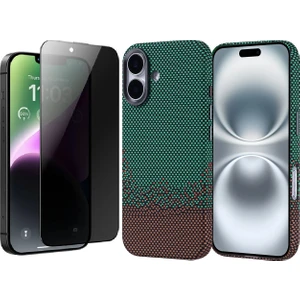 Apple iPhone 16 Plus Kılıf Magsafe Şarj Özellikli Karbon Fiber Görünümlü Zore Nekst Kapak + Hayalet Ekran Koruyucu