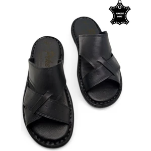 Tamamen  Deri ve Topuk Yastıklı Sistemli Ortopedik Erkek Terlik.