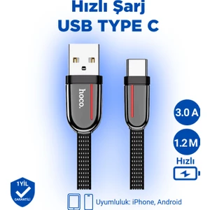 U74 Grand Type-C To USB Hızlı Şarj Veri Kablosu