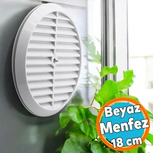 Doğalgaz Havalandırma Cam Menfezi Beyaz 18 cm Yuvarlak Mutfak Hava Akış Kanalı Güvenlik Gaz Kaçağı