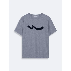 LTB Erkek Kısa Kollu Sıfır Yaka Sıgn Baskılı Regular Gri T-shırt