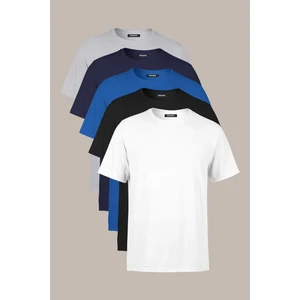 Erkek Çok Renkli T- Shirt Regular Fit Rahat Kesim Bisiklet Yaka 5'li Basic Tişört Paketi