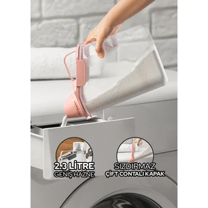 2300 ml Ölçekli Toz ve Sıvı Deterjan Kabı Sızdırmaz Çift Contalı Geniş Hazneli Saklama Kabı