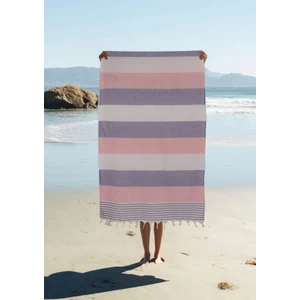 Pamuk American Desenli Püsküllü Peştemal Banyo Plaj Havlusu - 100 x 180  cm