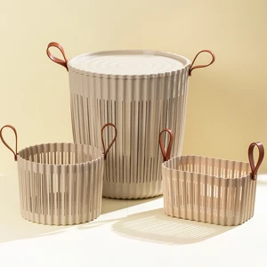 4315 Cappuccino 3'lü Sepet Seti – Banyo Mutfak Organizeri Tezgah Üstü ve Kirli Çamaşır Sepeti