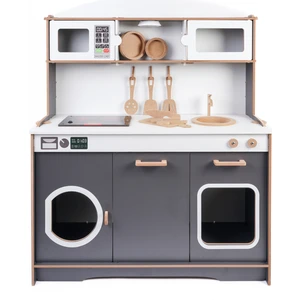 Hobby House Ahşap Oyuncakçocuk Mutfak LED Ocaklı Antrasit