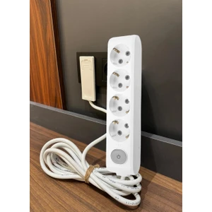 Ultra İnce Fişli Uzatma Kablosu 4’lü Anahtarlı (1.5 m) – Dar Alanlar İçin Pratik Çözüm
