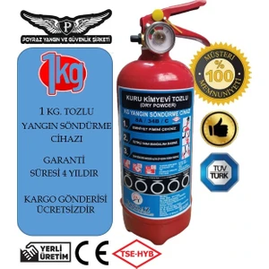 1 Kg Yangın Tüpü Askısız Tüv-Türk Uyumlu 4 yı garantili