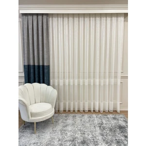 Modern Yeni Sezon 2 Sıra Bantlı Zırh Görünümlü 1/2,5 Orta Pile Tül Perde