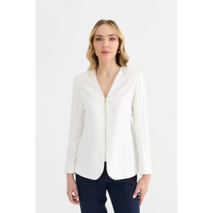 Önü Fermuarlı V Yaka Ceket