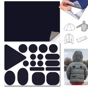 FIXALL ADHESIVE PRODUCTS Yapışkanlı Polyester Kumaş Mont Çadır Şemsiye Tamir Yaması 19 Adet Siyah