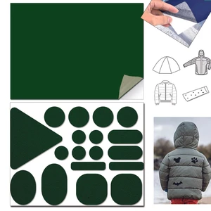 FIXALL ADHESIVE PRODUCTS Yapışkanlı Polyester Kumaş Mont Çadır Şemsiye Tamir Yaması 19 Adet Yeşil