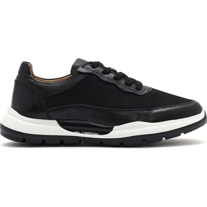 Erkek Siyah Bağcıklı Deri Sneaker 25SFD611314