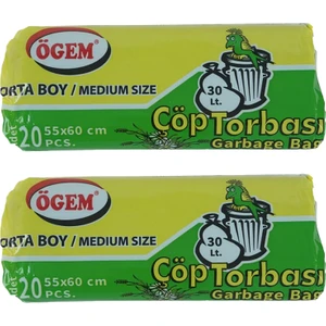Orta Boy Çöp Poşeti 55X60 20'li 2 Rulo 40 Adet