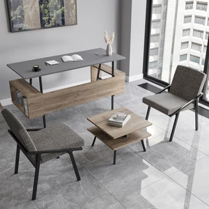 Irony Maxi Ofis Iki Koltuklu Masa Takımı Antrasit Ceviz