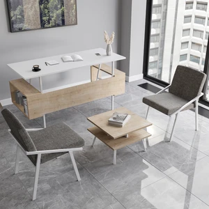 Irony Maxi Ofis Iki Koltuklu Masa Takımı Meşe Beyaz