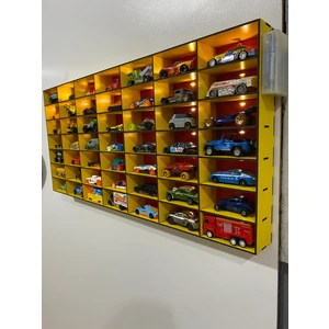 Işıklı Oyuncak Araba Garajı Duvara Monte Oyuncak Işıklı Araba Rafı Sarı Kırmızı