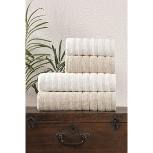 Rebeka Home Collection 4 Lü Alçay Bej Krem Banyo Havlu Seti