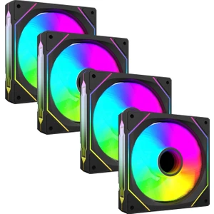 7C-120S 120*120*25MM Double Ring Aynalı Argb Siyah 4 Lü Set Kasa Fanı Set
