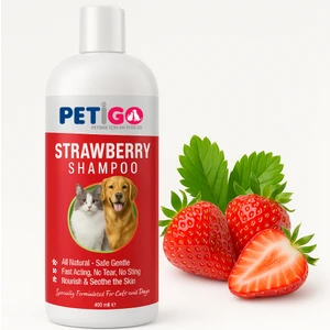 Bitkisel Çilek Özlü Şampuan 400 ml - Kedi ve Köpekler İçin Doğal ve Ferahlatıcı Bakım