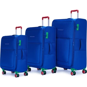 Benetton 3'lü Valiz Seti Lüx Kumaş Valiz Mavi Bnt2800