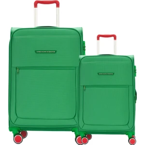 Benetton 2'li Valiz Seti Büyük Ve Kabin Boy Lüx Kumaş Valiz Yeşil Bnt2800
