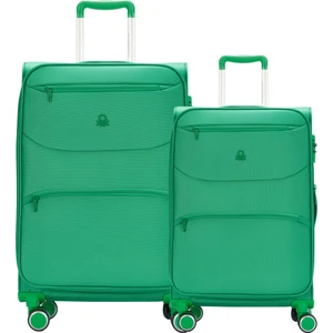 Benetton 2'li Valiz Seti Orta Ve Kabin Boy Lüx Kumaş Valiz Yeşil Bnt2400
