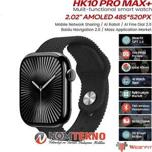 NOM TEKNO / HK10 PRO MAX PLUS AKILLI SAAT(ÇİFT KORDON) SLİM KASA